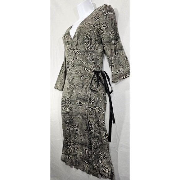 VTG Express Womens Wrap Dress Modal Knit 90s Y2K Fairy Grunge Animal Print Small - Picture 6 of 13
